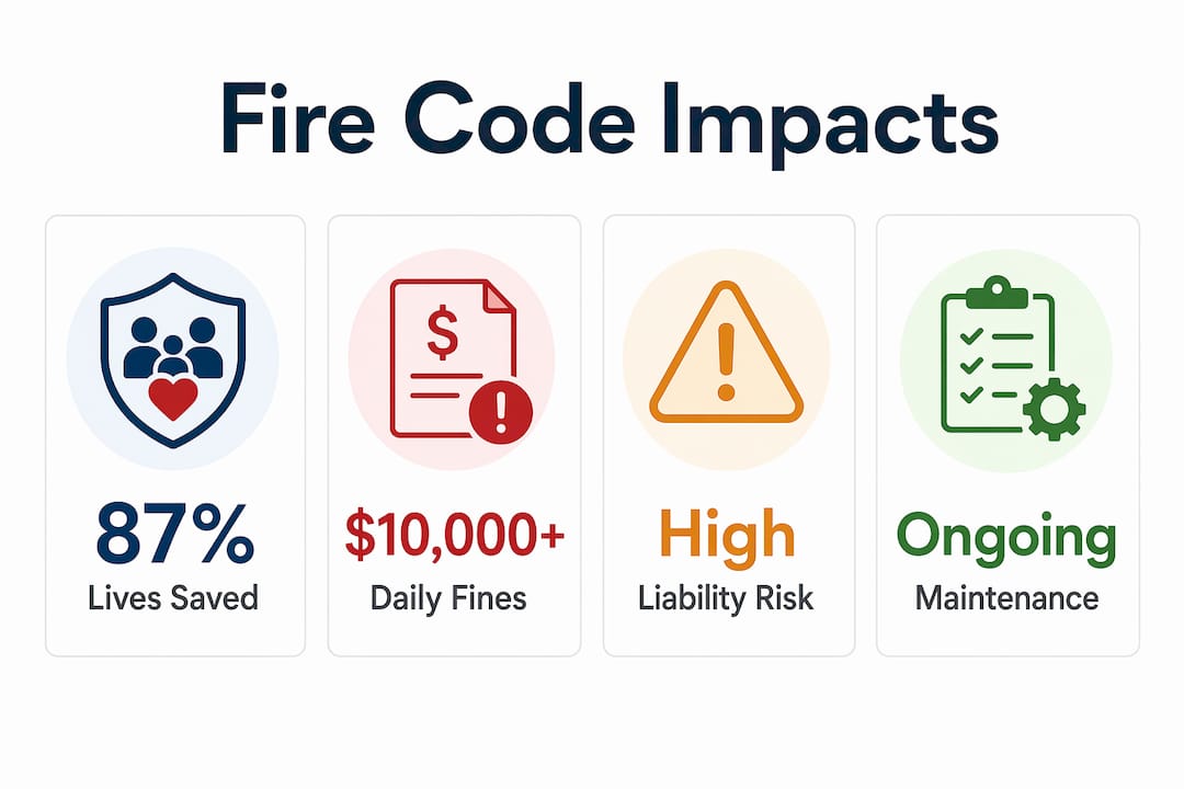 Infographic showing key fire code compliance statistics