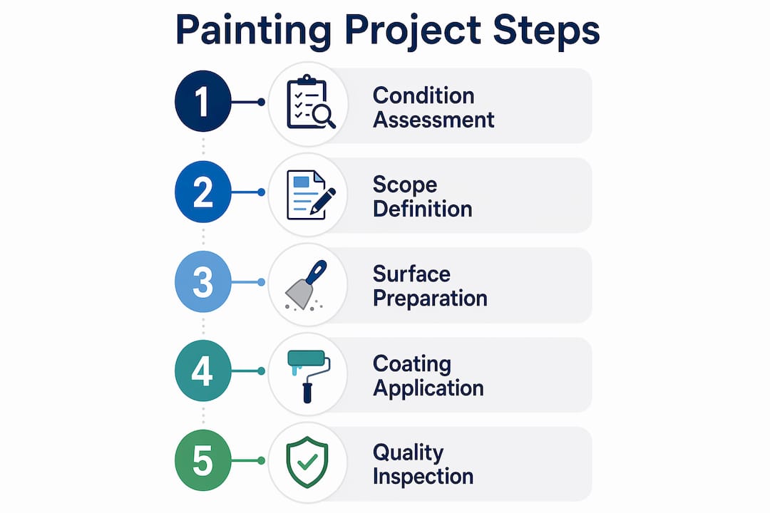 Infographic showing large scale painting project steps