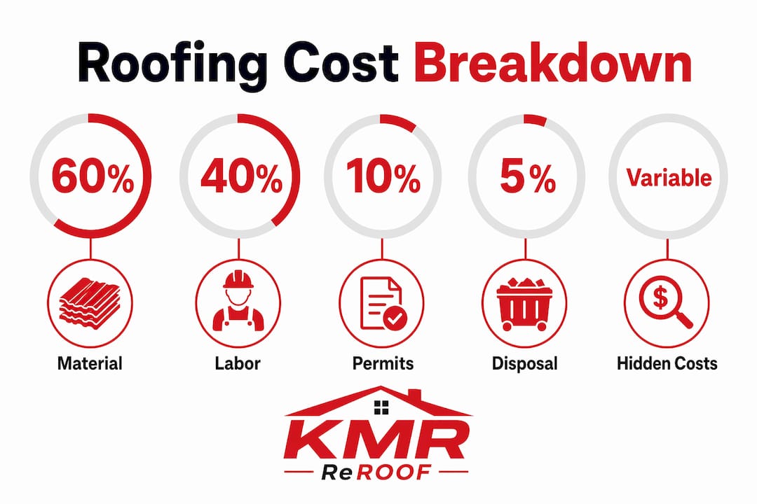 Infographic of roofing cost categories percentages