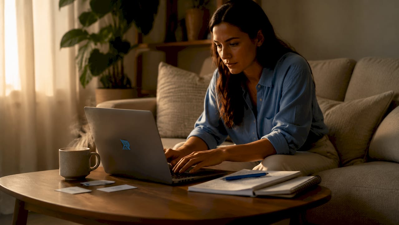 Contractor hands typing on laptop at desk