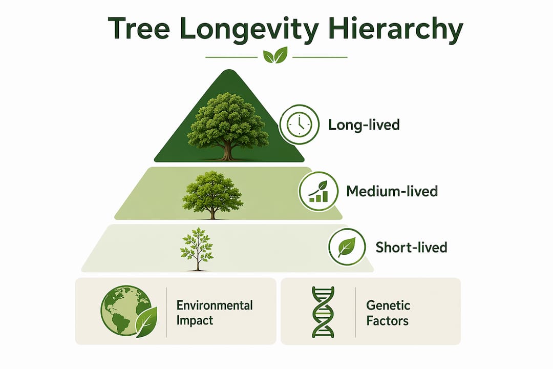 Infographic ranking tree species by longevity