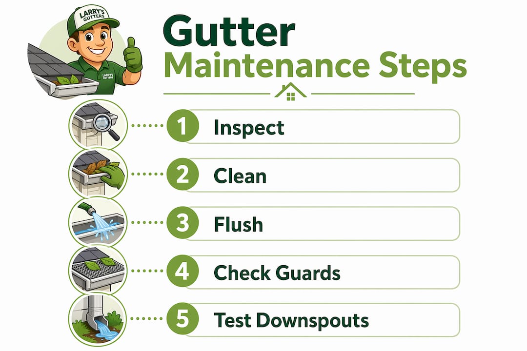 Infographic showing gutter maintenance steps