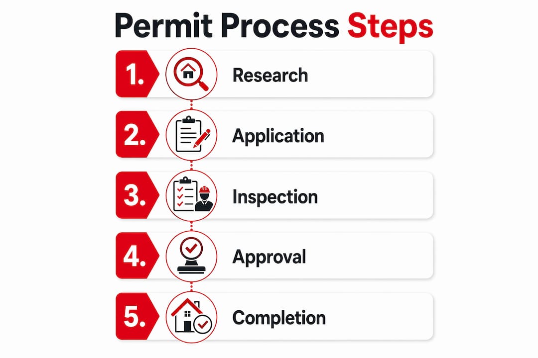 Infographic outlining roof permit steps in Texas process