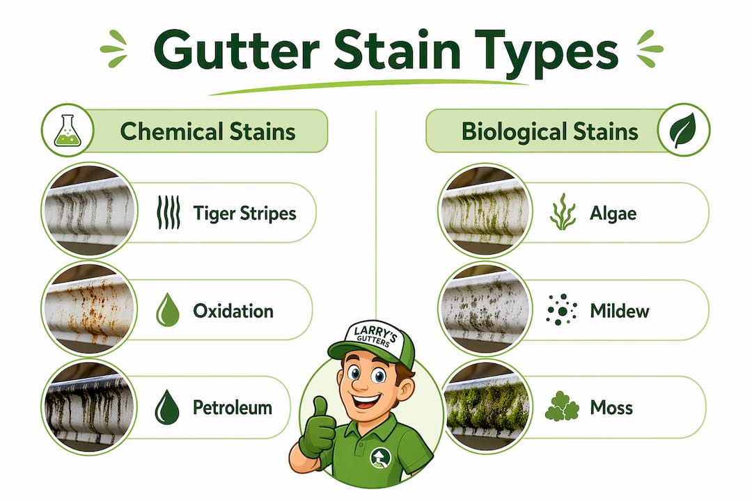 Infographic comparing chemical and biological gutter stains