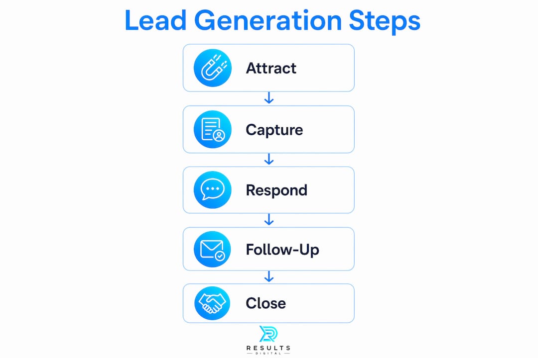 Infographic showing lead generation process steps