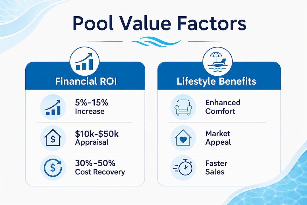 Infographic comparing financial ROI and lifestyle benefits of Florida pools
