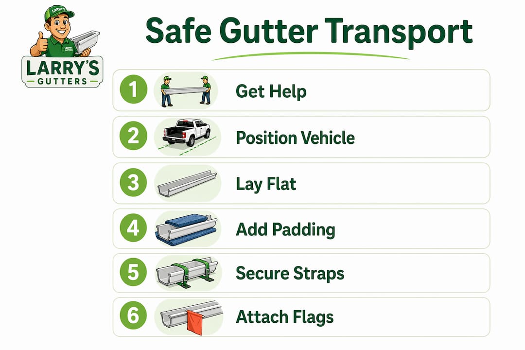 Infographic showing step-by-step gutter transport safety