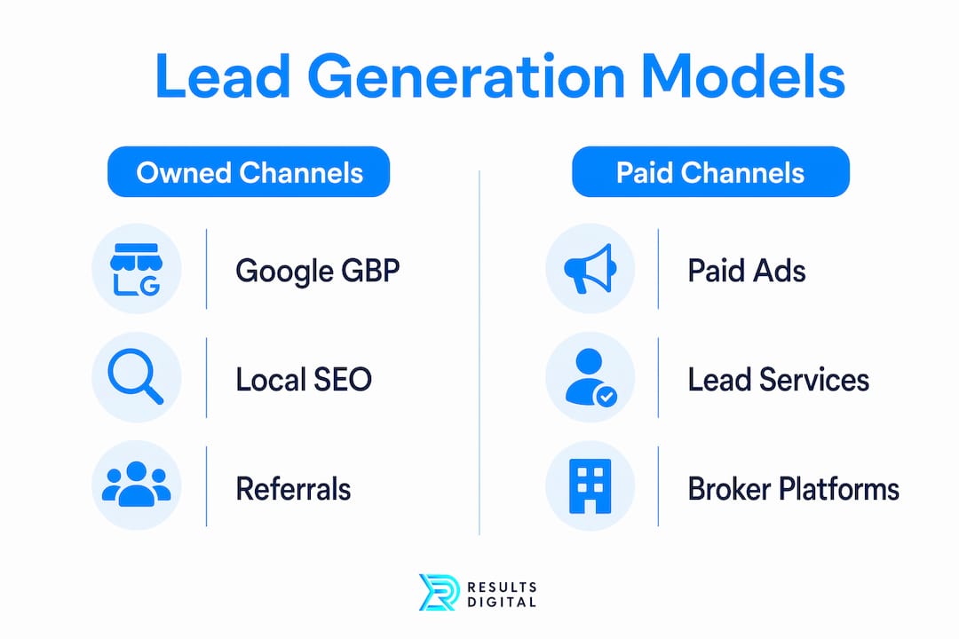 Infographic comparing contractor lead generation models