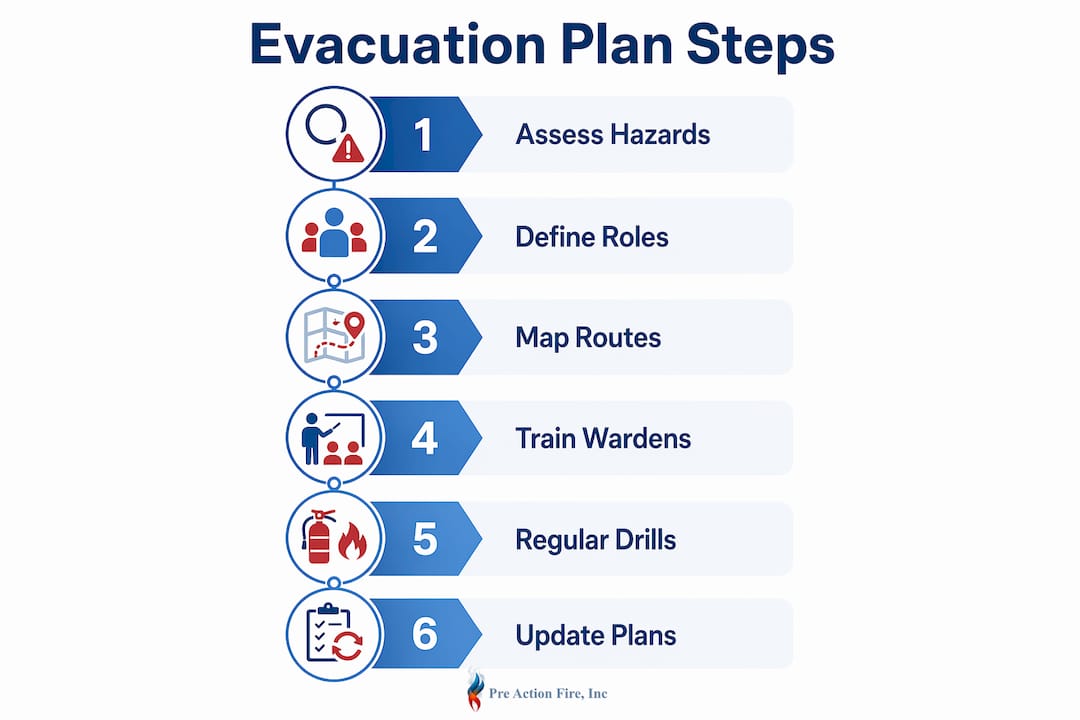 Infographic showing key steps in evacuation planning