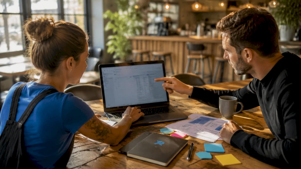 Hands pointing at lead performance spreadsheet