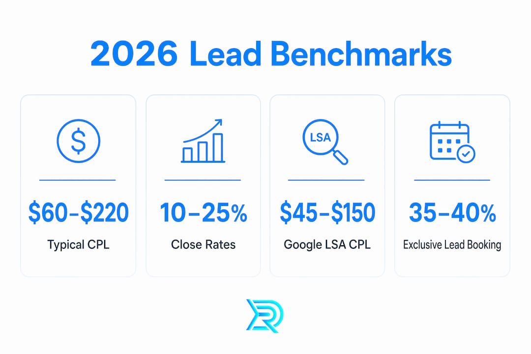 Infographic showing 2026 roof replacement lead cost benchmarks