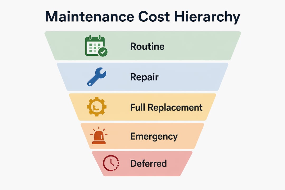 Infographic showing hierarchy of maintenance costs
