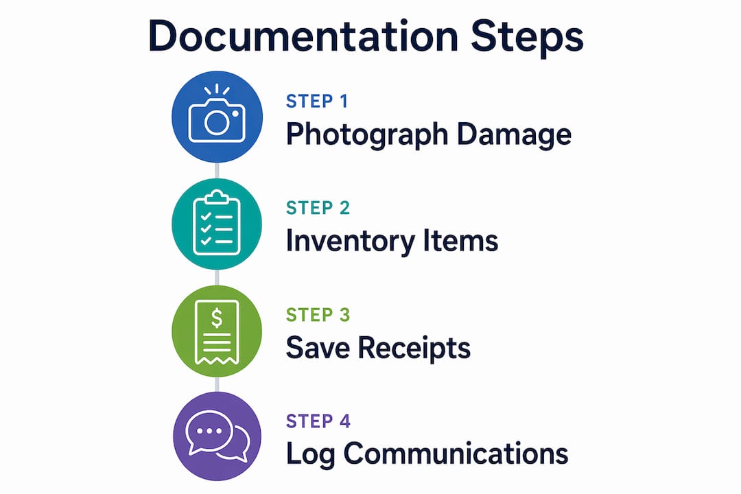Infographic with step-by-step storm damage documentation process