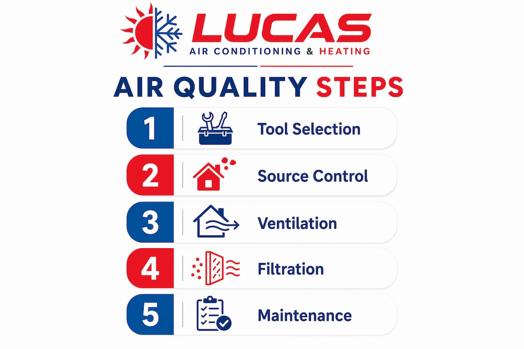 Infographic showing air quality improvement steps in clinics
