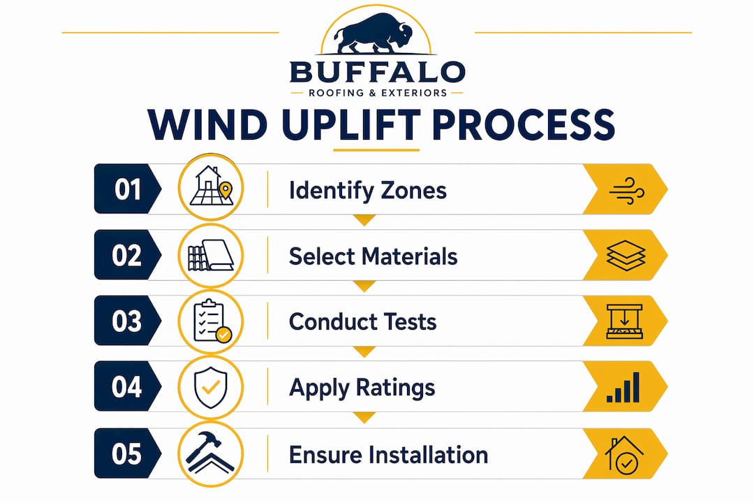 Infographic showing wind uplift rating process steps