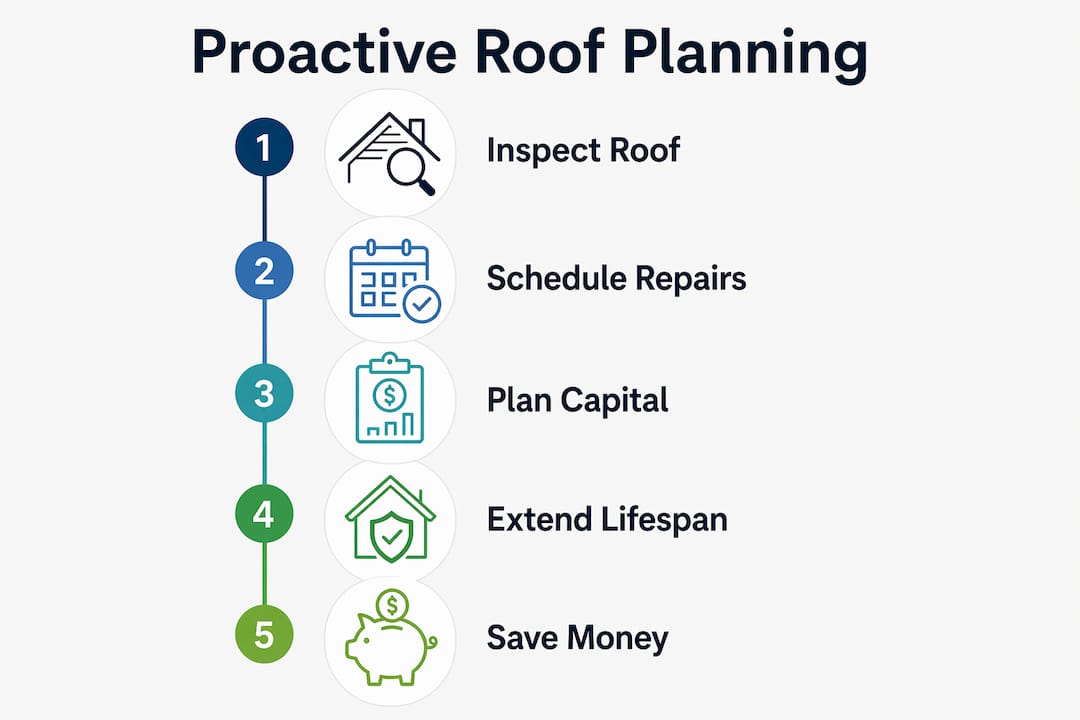 Infographic illustrating proactive roof planning steps