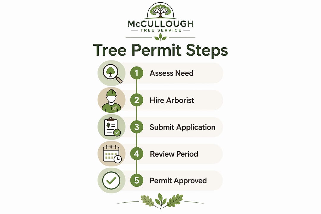 Infographic showing tree permit application steps