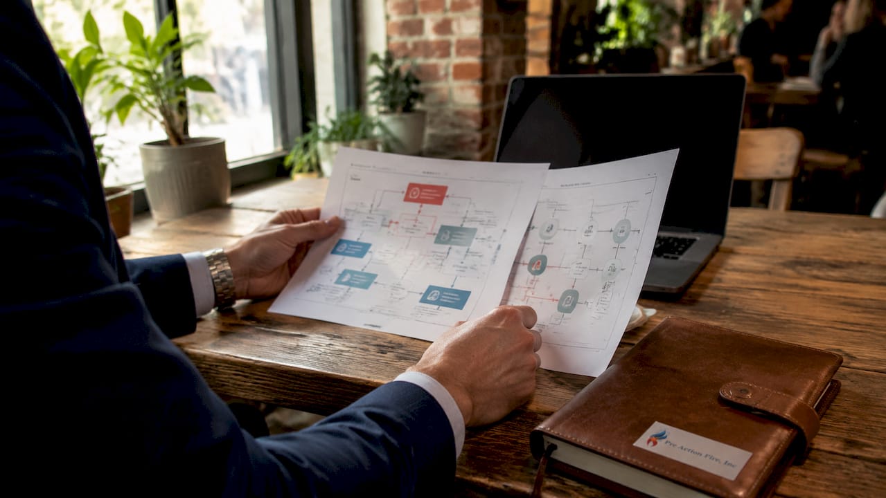 Hands holding tablet in office with emergency charts