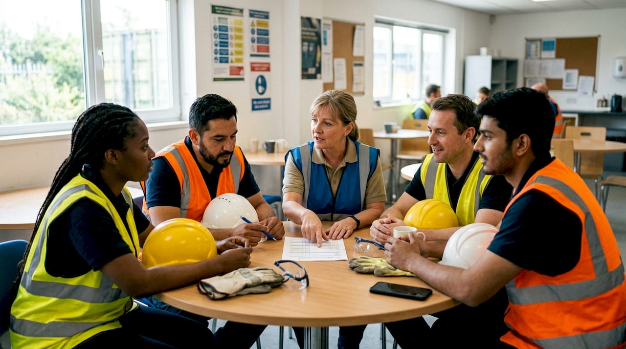 Safety team reviewing operational procedures