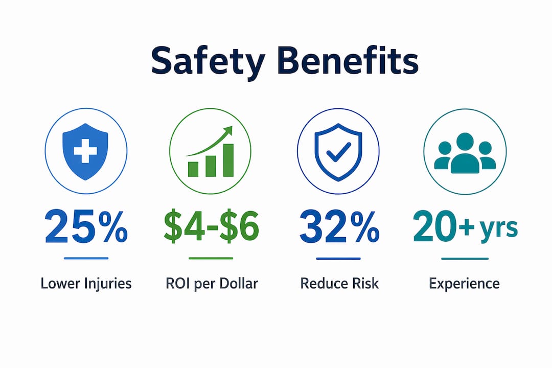Infographic highlighting key safety benefits and statistics
