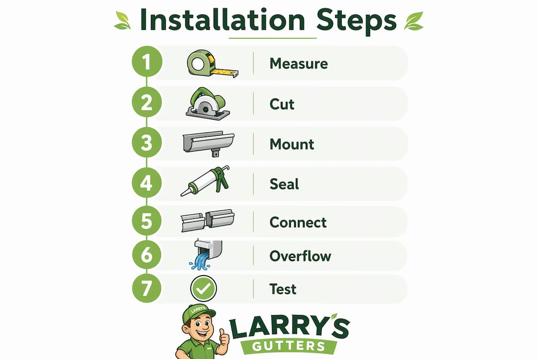 Infographic illustrating installation steps for downspout diverter