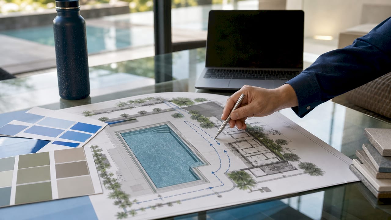 Pool Changing Area Construction: A Central Florida Guide 1 Architectural floor plan showing pool changing layout