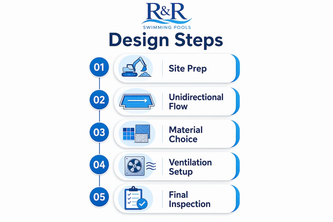 Pool Changing Area Construction: A Central Florida Guide 2 Infographic of pool changing construction design steps