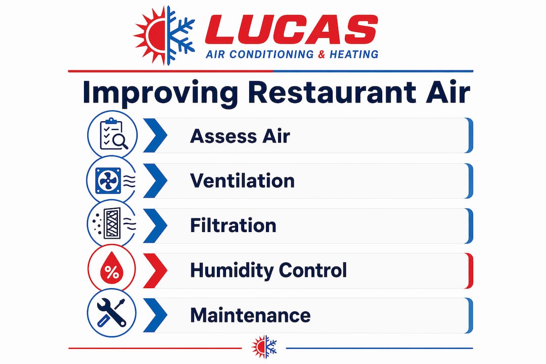 Infographic showing steps to improve restaurant air quality