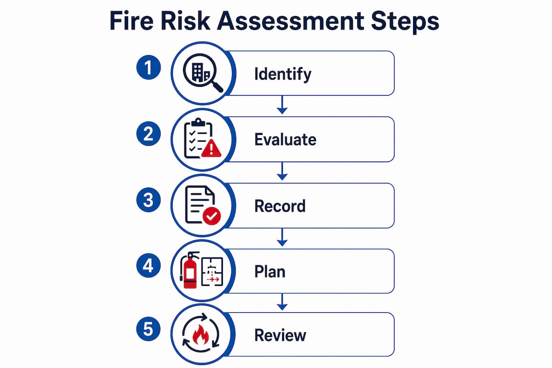 Infographic outlining fire risk assessment steps