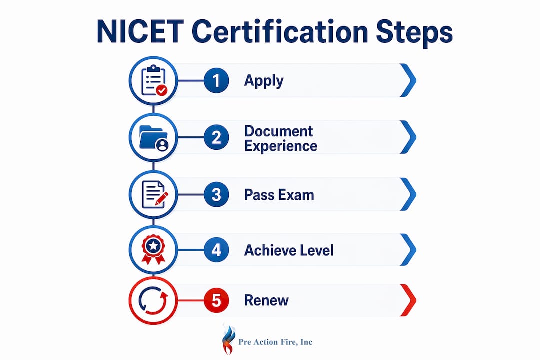 Infographic illustrating NICET certification steps
