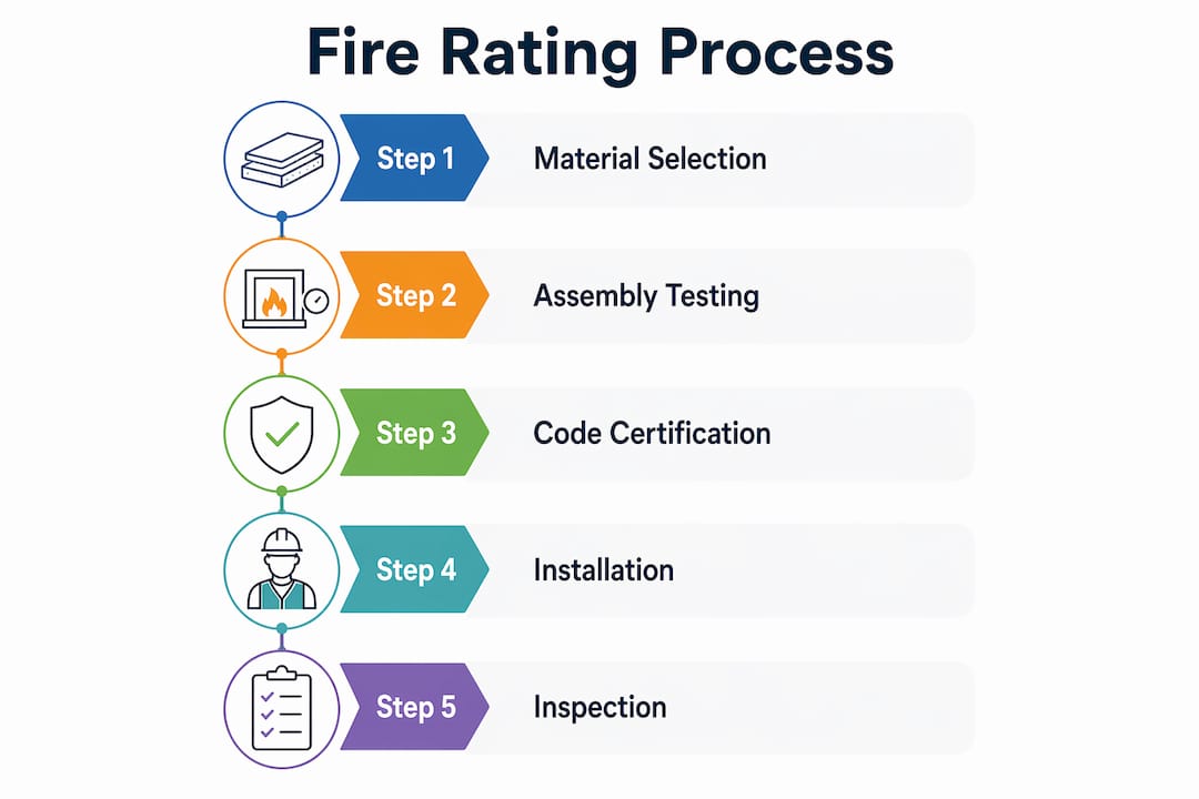 Infographic illustrating fire rating process steps