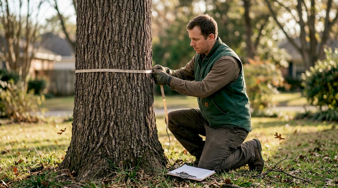 The Role of Tree Protection Zones in Development 1 Arborist measuring tree trunk diameter with tape