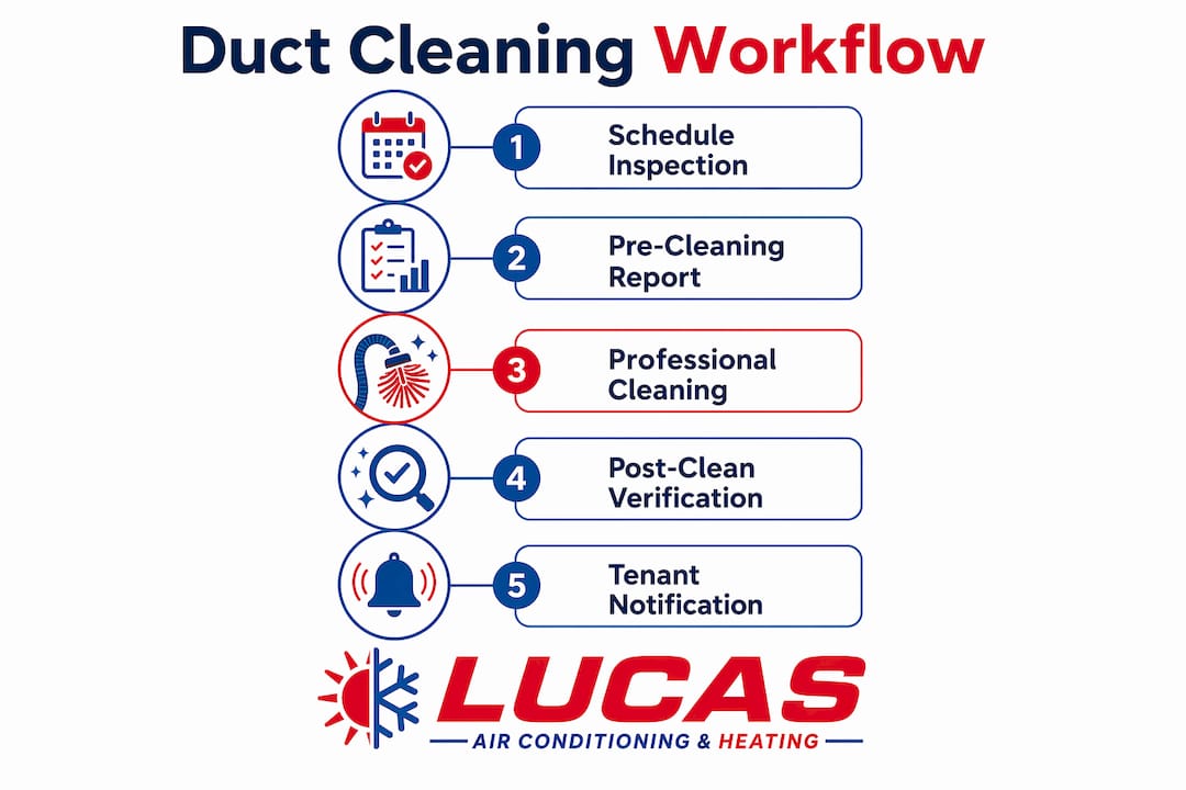 Infographic showing duct cleaning workflow steps