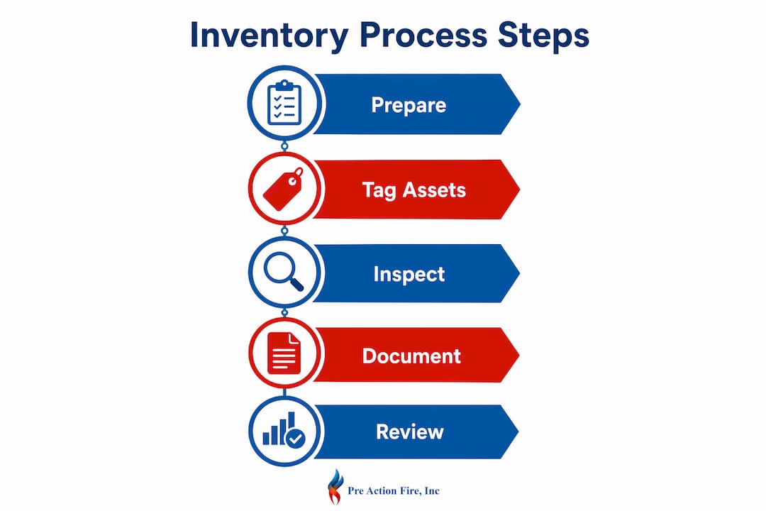 Infographic showing fire equipment inventory steps