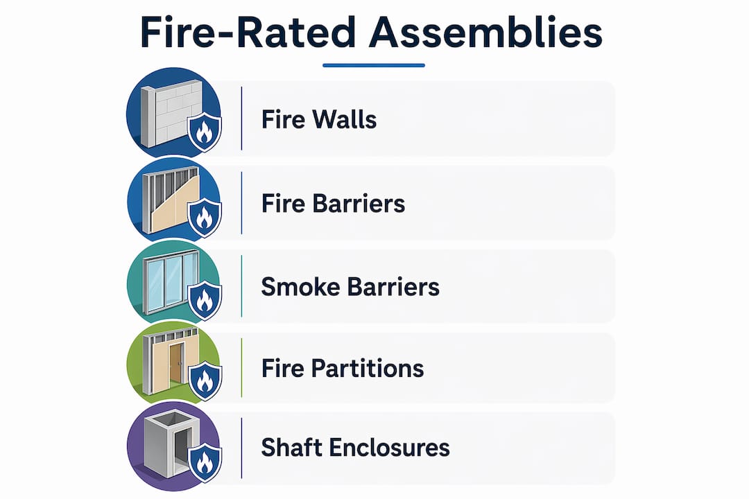 Infographic showing types of fire rated assemblies