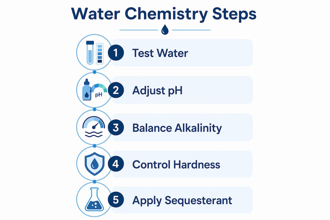 Infographic with steps to maintain pool water chemistry