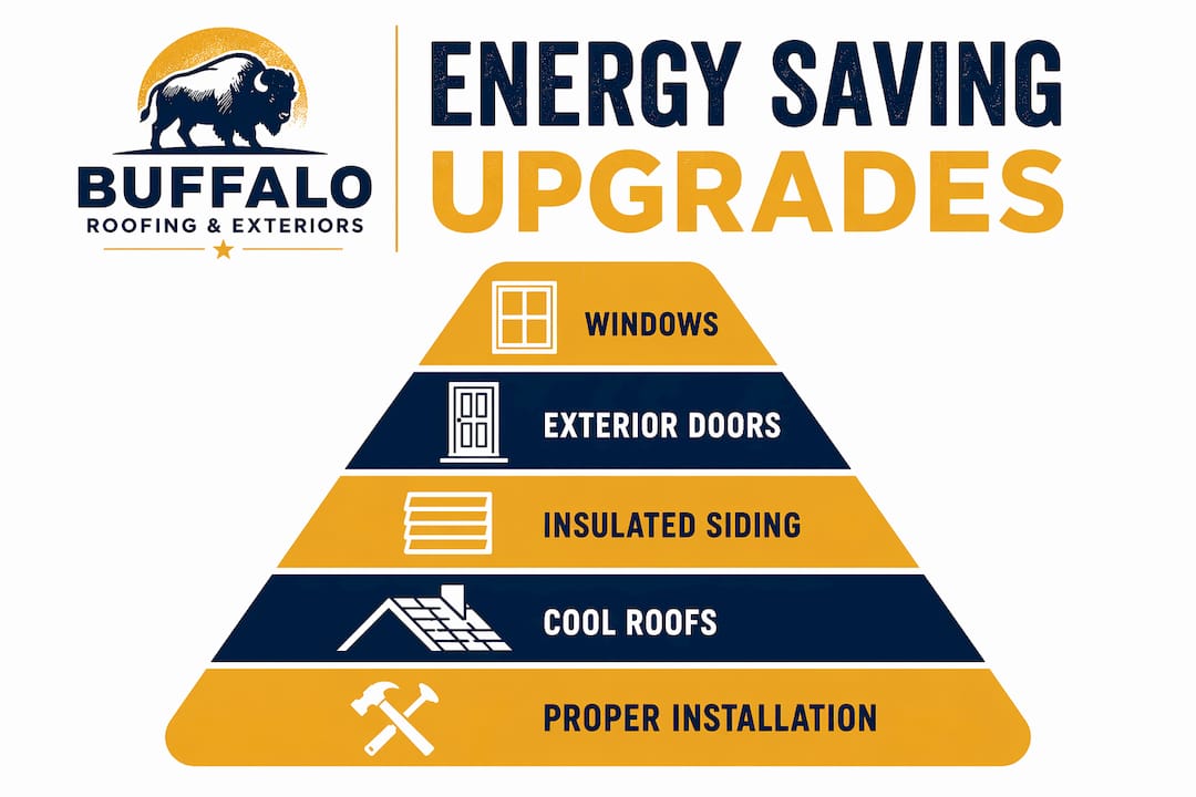 Infographic showing hierarchy of exterior energy saving upgrades