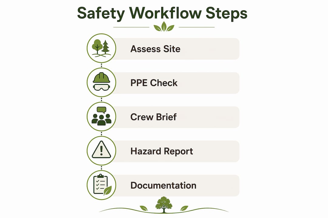 Landscape Safety Workflow: A Property Manager's Guide 2 Infographic showing five landscape safety workflow steps