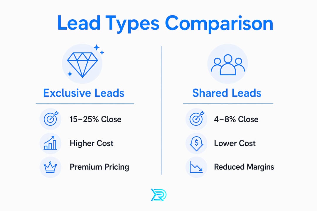 Infographic comparing exclusive and shared siding lead types