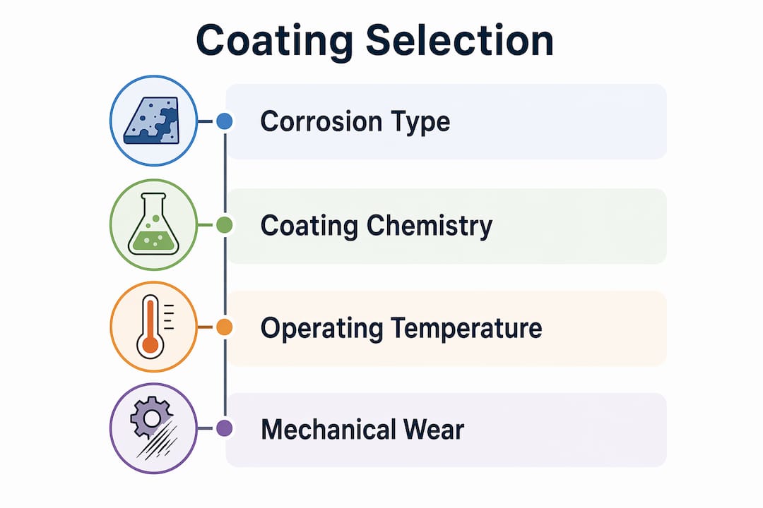 Infographic showing factors influencing coating selection