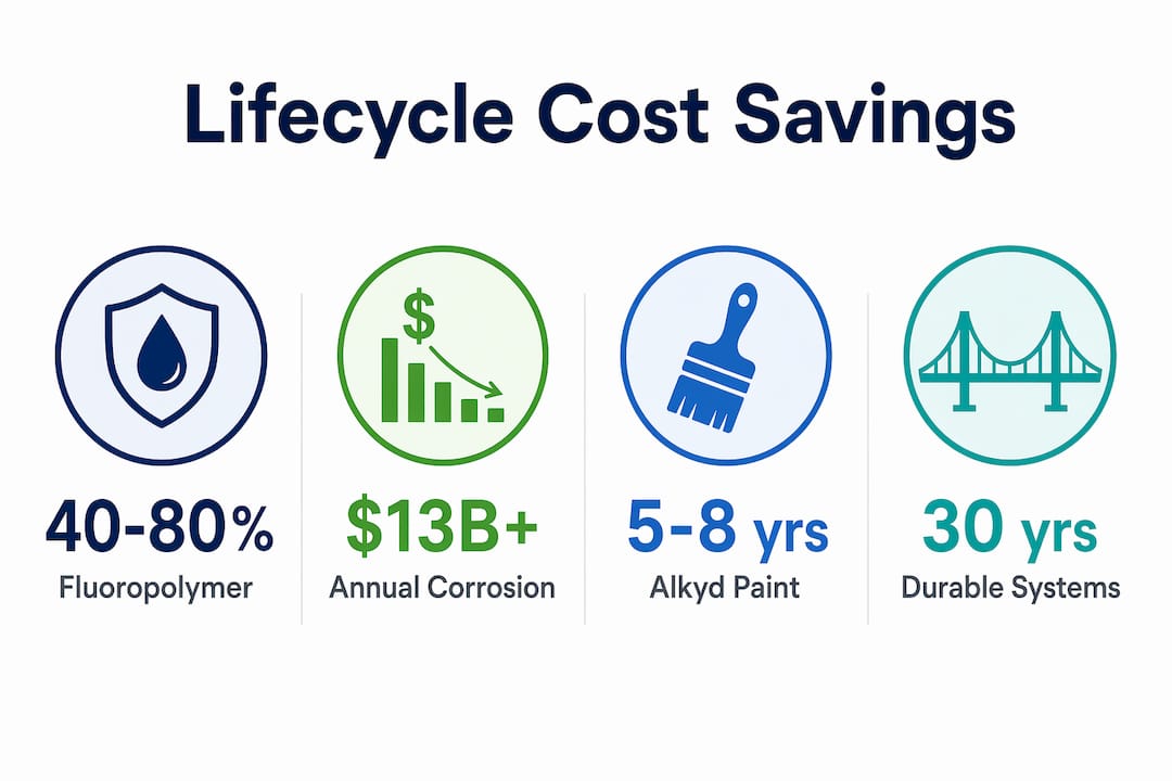 Infographic showing lifecycle cost savings and corrosion impact