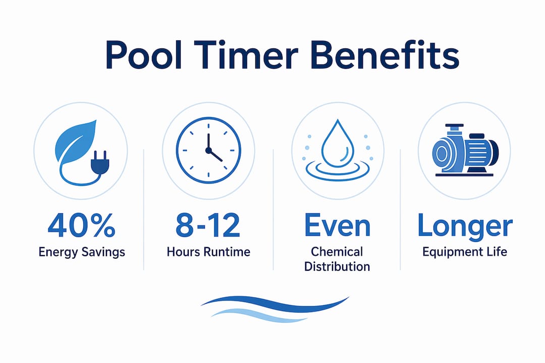 Infographic highlighting pool timer benefits