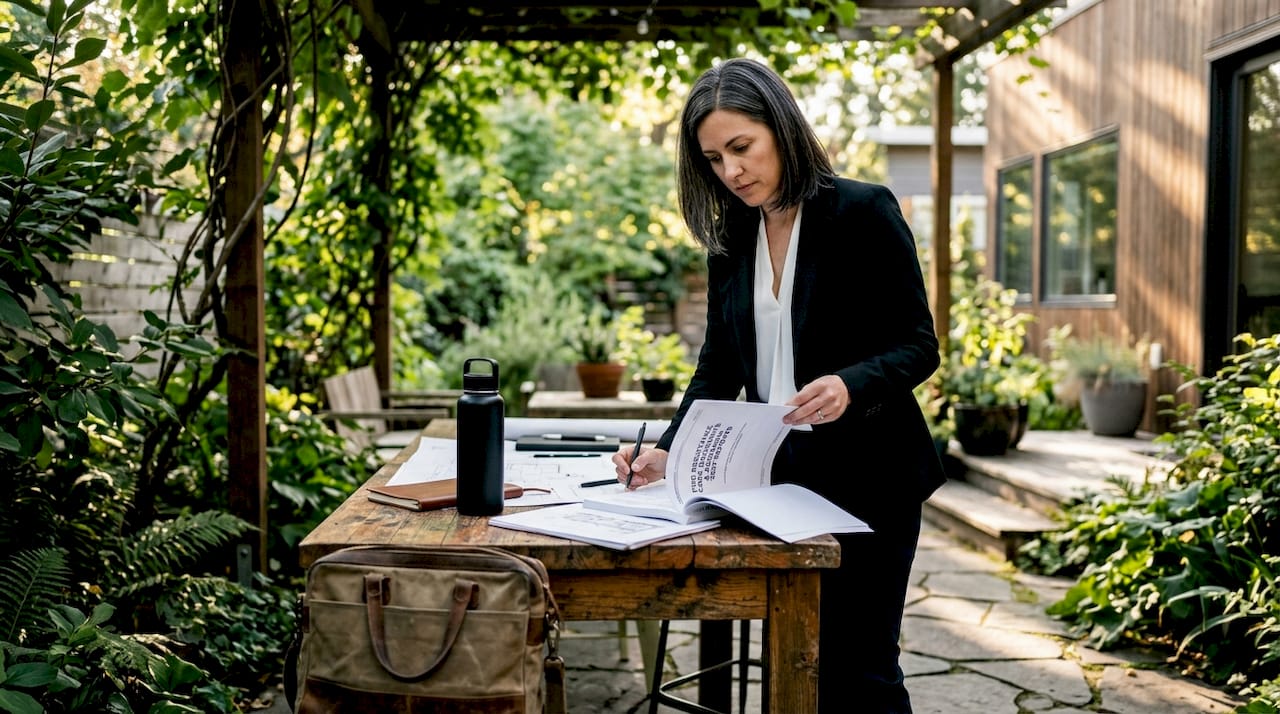 Architect reviewing fire resistance documents