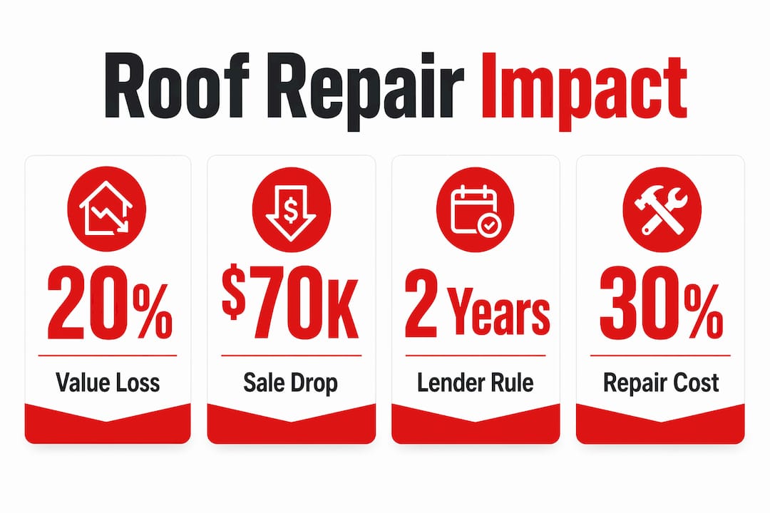 Infographic showing key statistics about roof repair impact