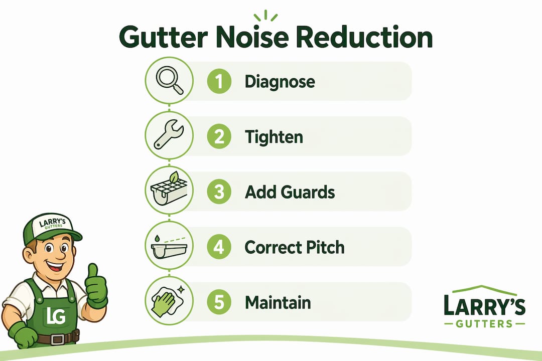 Infographic outlining gutter noise reduction steps