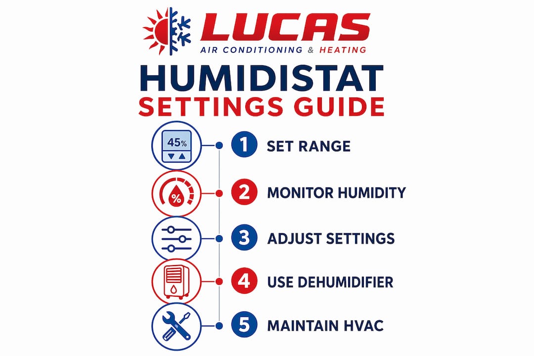 Infographic outlining humidistat setting steps