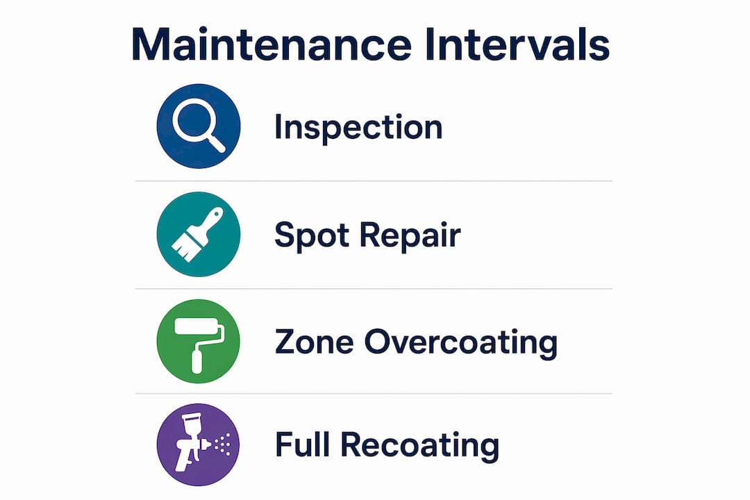 Infographic showing coating maintenance interval stages