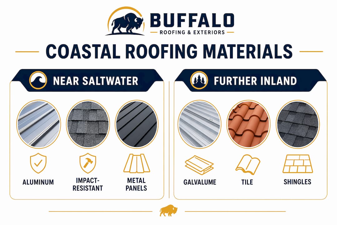 Infographic comparing coastal roofing materials