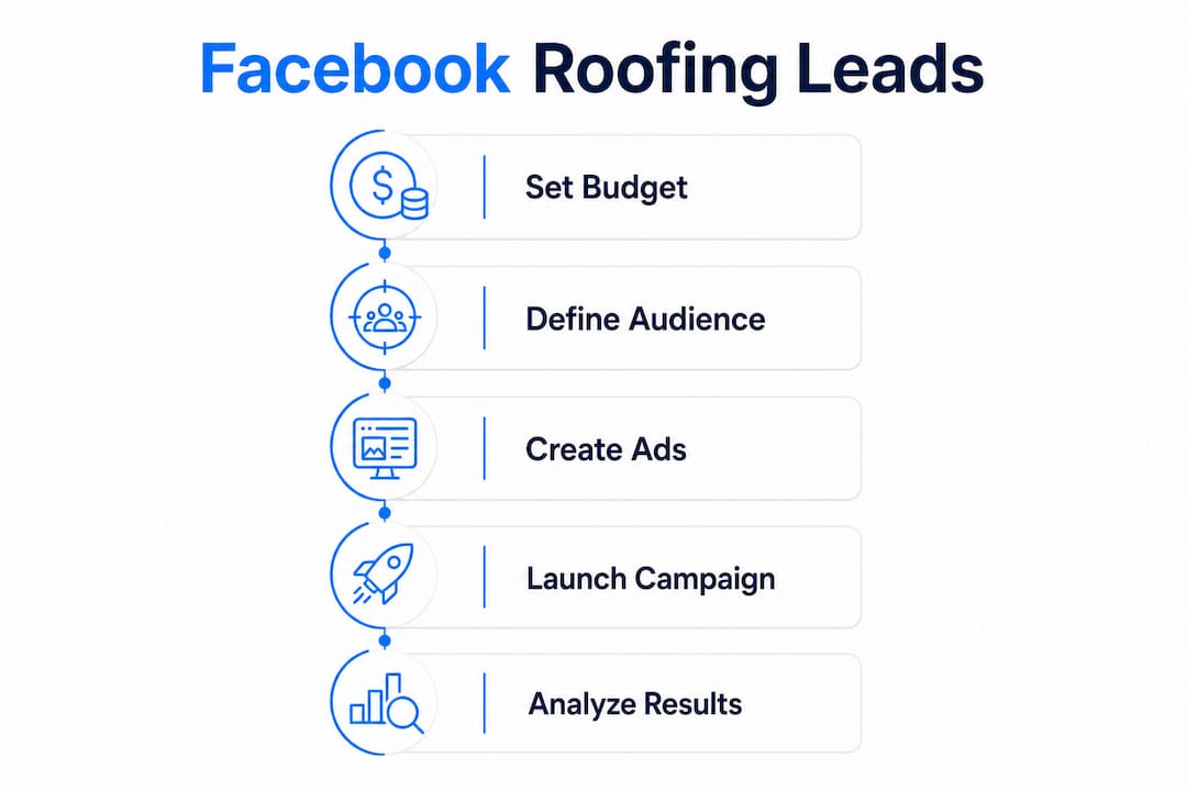 Infographic steps for Facebook roofing lead campaigns