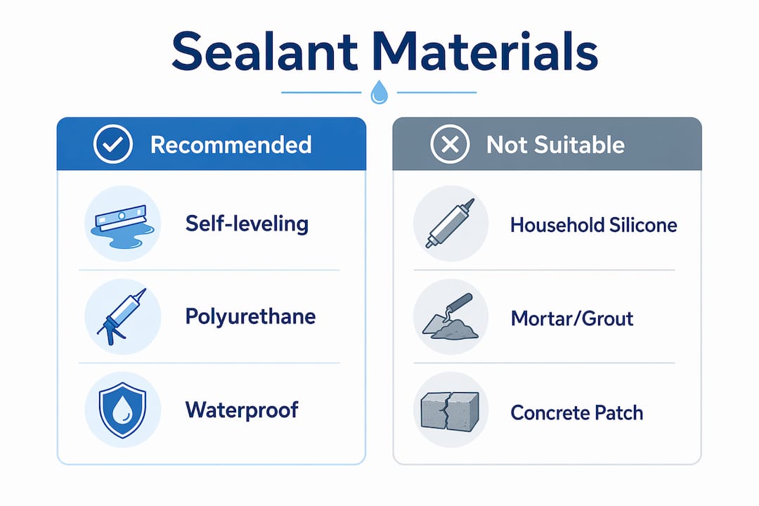 Infographic comparing pool joint sealant materials